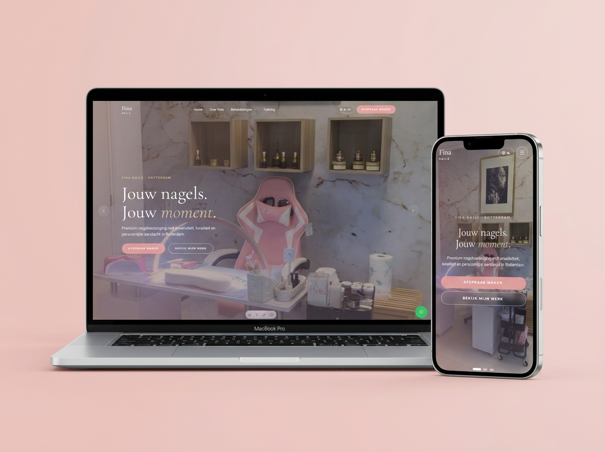 Fina Nails website mockup