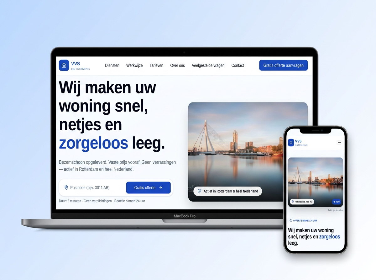 VVS Ontruiming website mockup