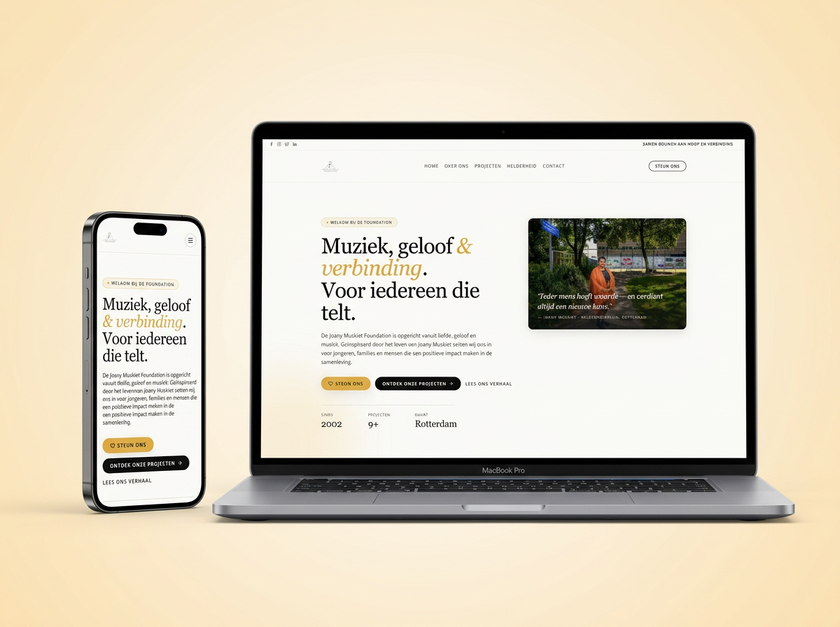 Joany Muskiet Foundation website mockup